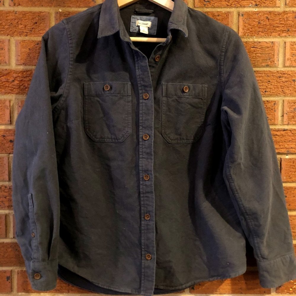L.L. Bean Grey Chamois Flannel Button Up Shirt